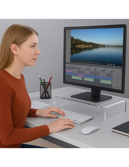 Soporte de Monitor Acrílico AMT 40.64x19.05 cm para PC/Laptop