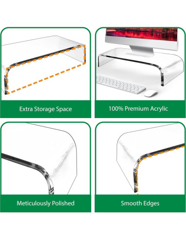 Soporte de Monitor Acrílico AMT 40.64x19.05 cm para PC/Laptop