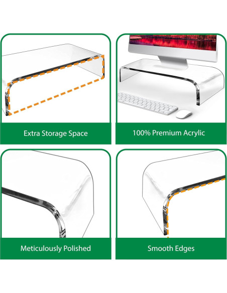 Soporte de Monitor Acrílico AMT 40.64x19.05 cm para PC/Laptop
