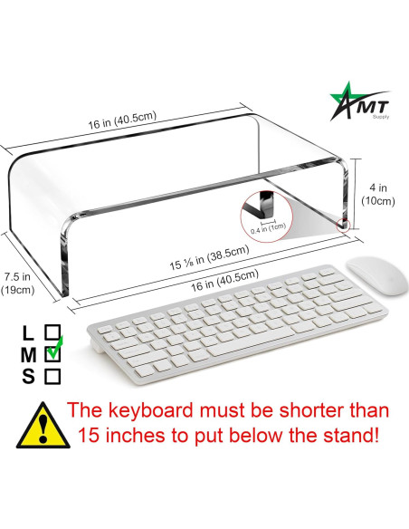 Soporte de Monitor Acrílico AMT 40.64x19.05 cm para PC/Laptop
