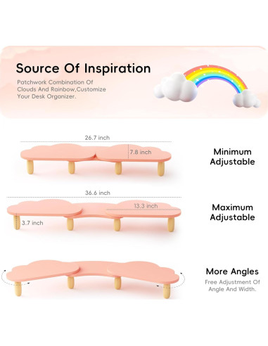 Soporte Doble para Monitores AFOOYO Rainbow Dual-Pink Ajustable