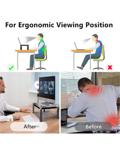 Soporte para Monitor Metal Negro 3 Alturas Ajustables 37.1x24.1cm 2