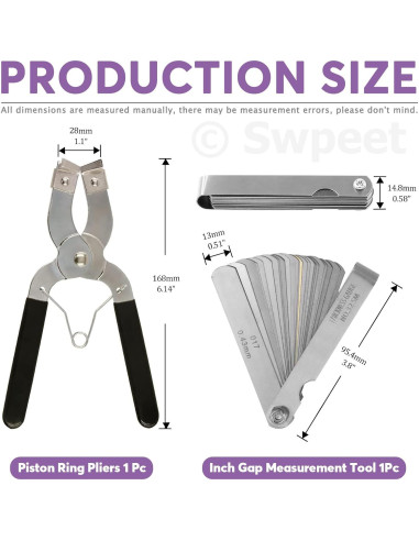 Swpeet Kit 4Pcs Compresor de Anillos de Pistón 75mm