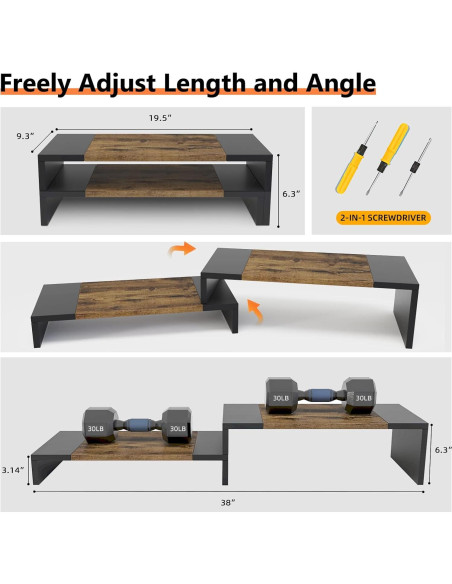 Soporte Doble para Monitor WESTREE - Elevador Ajustable 96.5 cm