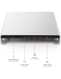 Soporte de Monitor Aluminio Satechi Type-C Plata con USB 3.0 2