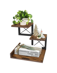 Estante de Escritorio ELITEROO 3 Niveles Madera y Metal Marrón