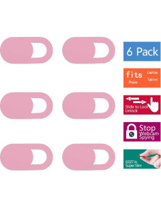 Cubierta Webcam Deslizante SIREG Rosa - 6 Unidades Ultra Fina 2