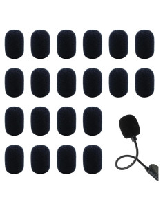 Juego de 20 Filtros de Espuma para Micrófono Negro