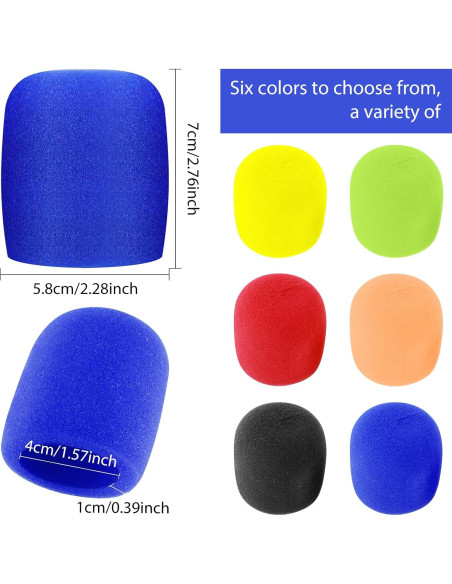 Fundas de Micrófono de Espuma Prasacco 6 Pcs Coloridas