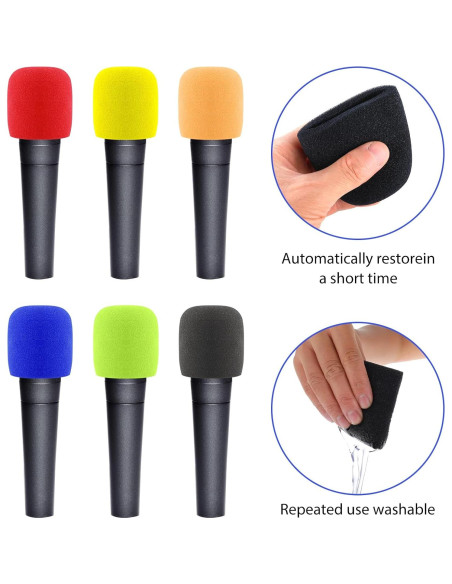 Fundas de Micrófono de Espuma Prasacco 6 Pcs Coloridas