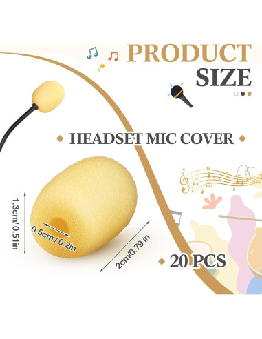 20 Fundas de Espuma para Micrófono de Auriculares 5x20 mm