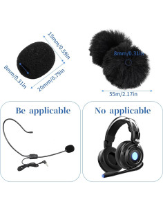 Cubierta de Micrófono Lavalier Profesional 5 Piezas - Piel de Oveja y Espuma 2