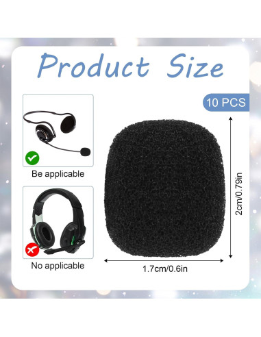 10 Cubiertas de Espuma para Micrófono Lavalier - Negro