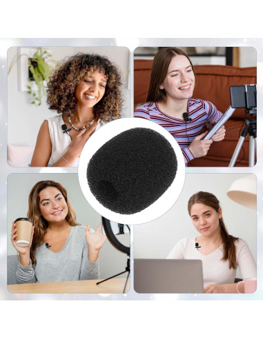 10 Cubiertas de Espuma para Micrófono Lavalier - Negro