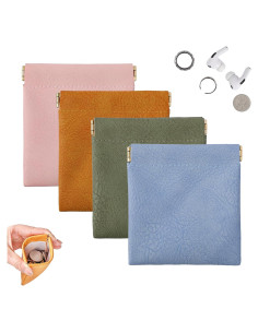 Set de 4 Bolsos Pequeños de Cuero PU para Monedas y Anillos