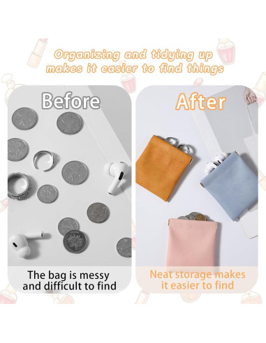 Set de 4 Bolsos Pequeños de Cuero PU para Monedas y Anillos