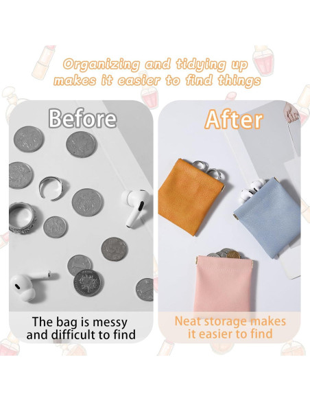 Set de 4 Bolsos Pequeños de Cuero PU para Monedas y Anillos Set de 4 Bolsos Pequeños de Cuero PU para Monedas y Anillos