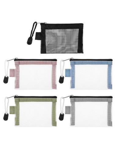 Paquete de 5 Bolsas de Malla Nylon con Cremallera Lnngub 11x7.5cm