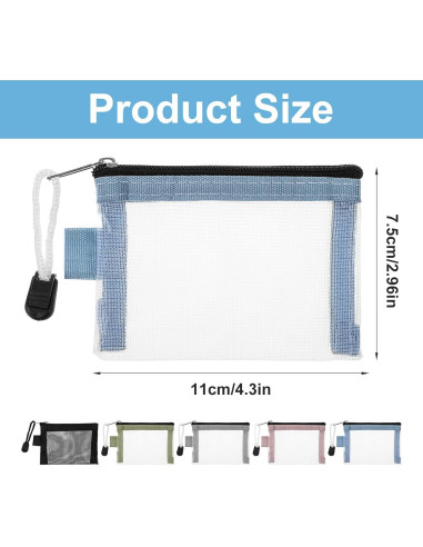 Paquete de 5 Bolsas de Malla Nylon con Cremallera Lnngub 11x7.5cm