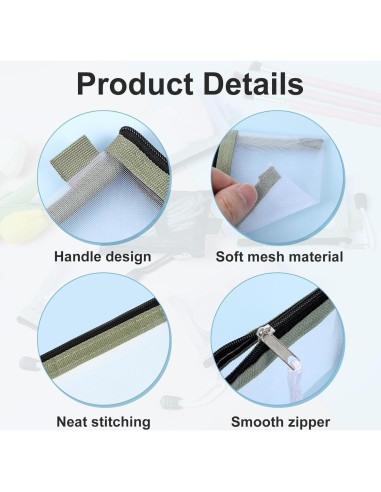 Paquete de 5 Bolsas de Malla Nylon con Cremallera Lnngub 11x7.5cm