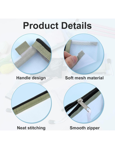 Paquete de 5 Bolsas de Malla Nylon con Cremallera Lnngub 11x7.5cm