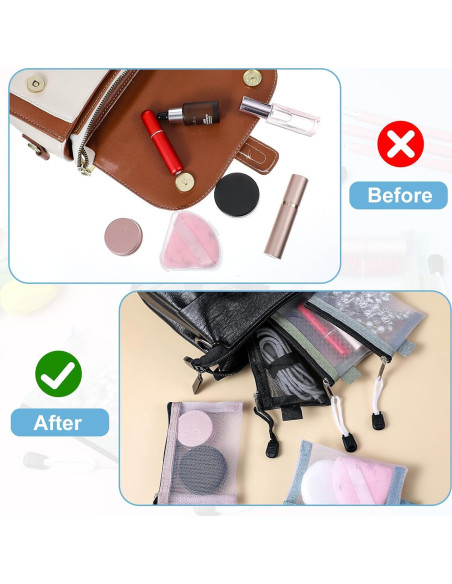 Paquete de 5 Bolsas de Malla Nylon con Cremallera Lnngub 11x7.5cm