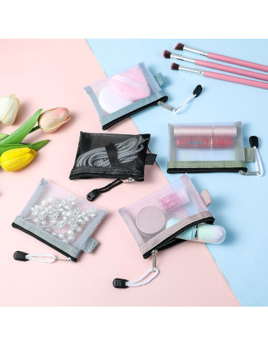 Paquete de 5 Bolsas de Malla Nylon con Cremallera Lnngub 11x7.5cm