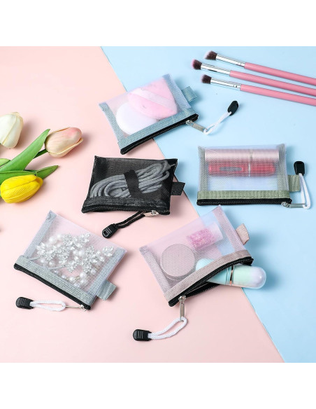 Paquete de 5 Bolsas de Malla Nylon con Cremallera Lnngub 11x7.5cm