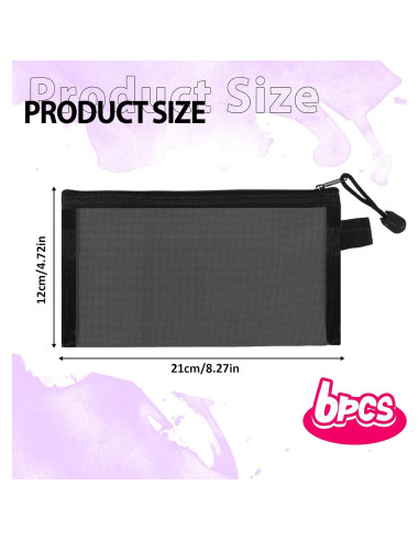 6 Bolsos Organizadores de Nylon Gtziqa 11.9x21.1cm Negro