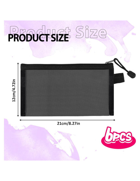 6 Bolsos Organizadores de Nylon Gtziqa 11.9x21.1cm Negro