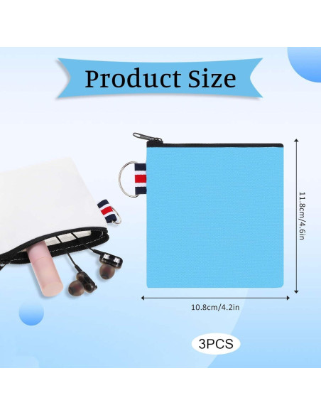 3 Bolsas de Lona con Cremallera FdcZeyxior - 10.8x11.8 cm