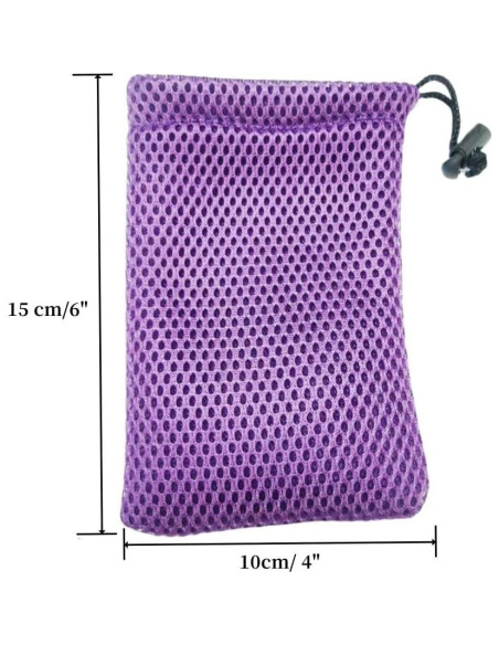 Bolsa de Cuerda de Malla de Nylon 15x10 cm 5 Piezas Morado