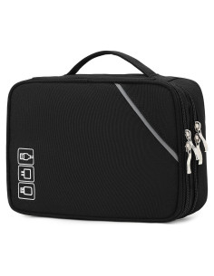 Organizador de Cables Lanola, Bolsa Doble Capa 23x17x10cm - Negro