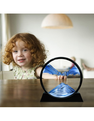 Aoderun Arte de Arena 3D Redondo Marino 27x27cm Azul