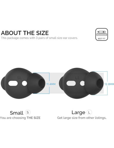 AhaStyle Tapones de Silicona para AirPods 3 Pares Pequeños Negro