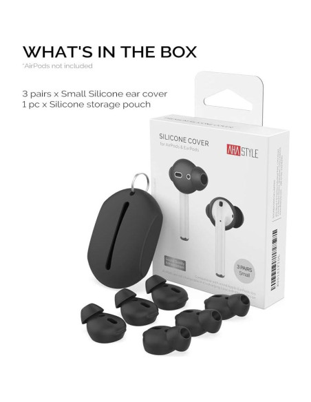 AhaStyle Tapones de Silicona para AirPods 3 Pares Pequeños Negro