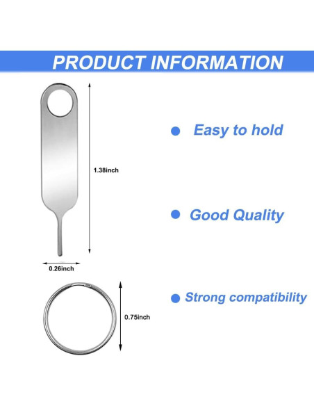 2 Piezas Llave de Extracción SIM AYWFEY con Llavero - Plata