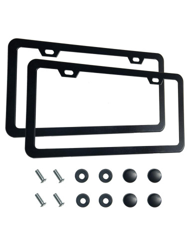2 Marcos de Placas de Licencia Negros Mate Lengnoyp - Aluminio