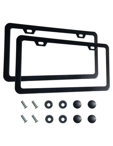 2 Marcos de Placas de Licencia Negros Mate Lengnoyp - Aluminio