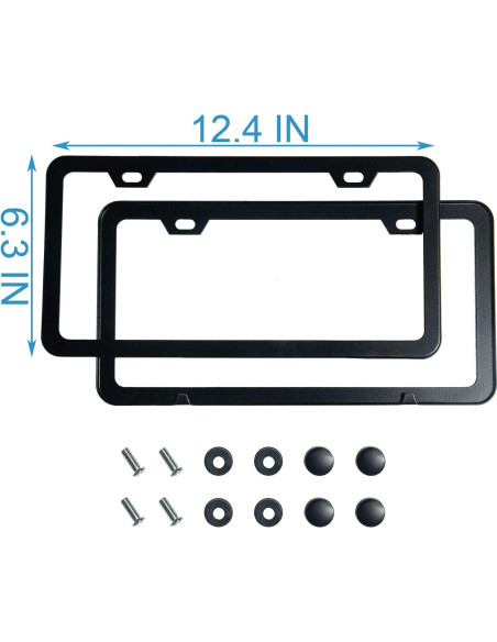2 Marcos de Placas de Licencia Negros Mate Lengnoyp - Aluminio