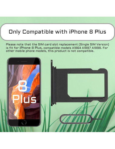 Adaptador de Tarjeta SIM para iPhone 8 Plus Risidamoy Negro