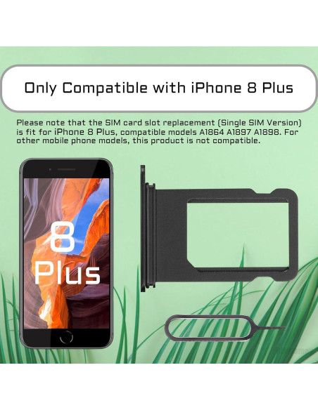 Adaptador de Tarjeta SIM para iPhone 8 Plus Risidamoy Negro