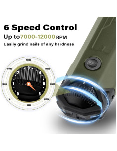 Molinillo de Uñas Eléctrico Casfuy N60 Verde Militar 6 Velocidades 2