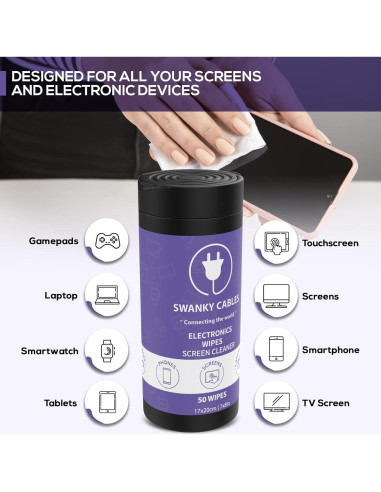 Toallitas Limpiadoras de Pantallas Swanky Cables - 100 Unidades