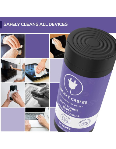 Toallitas Limpiadoras de Pantallas Swanky Cables - 100 Unidades