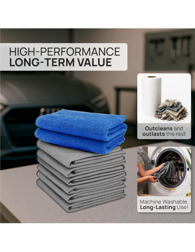 Toallas de Microfibra para Limpieza de Vidrio Auto 8-Pack