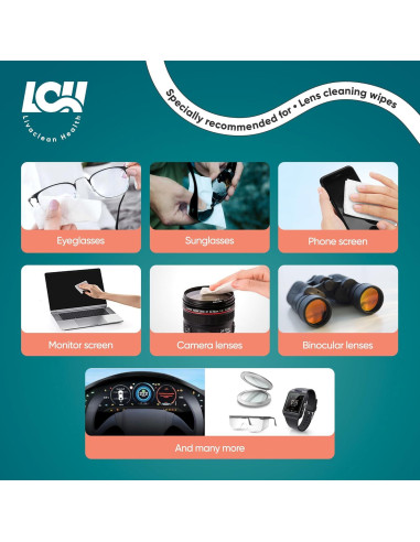 250 Toallitas Limpiadoras para Gafas Livaclean - Prehumedecidas