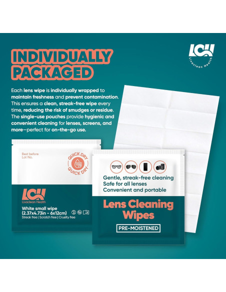 250 Toallitas Limpiadoras para Gafas Livaclean - Prehumedecidas