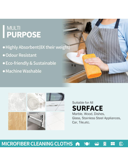 Paquete de 12 Paños de Microfibra HOMERHYME 30.48x30.48cm