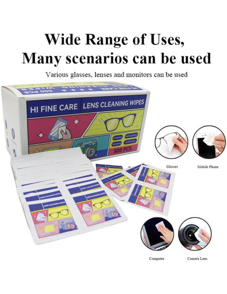 Toallitas de limpieza para lentes HI FINE CARE - 300 unidades